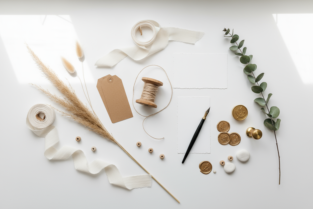 Elementos de crafting para bodas. Souvenirs de boda originales y detalles de agradecimiento hechos a mano para invitados de boda.